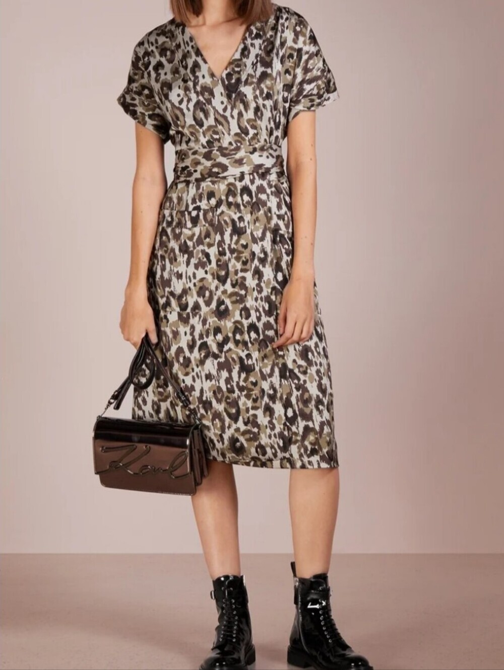 J. Crew Sand Leopard-Print Wrap Dress W/ Pockets